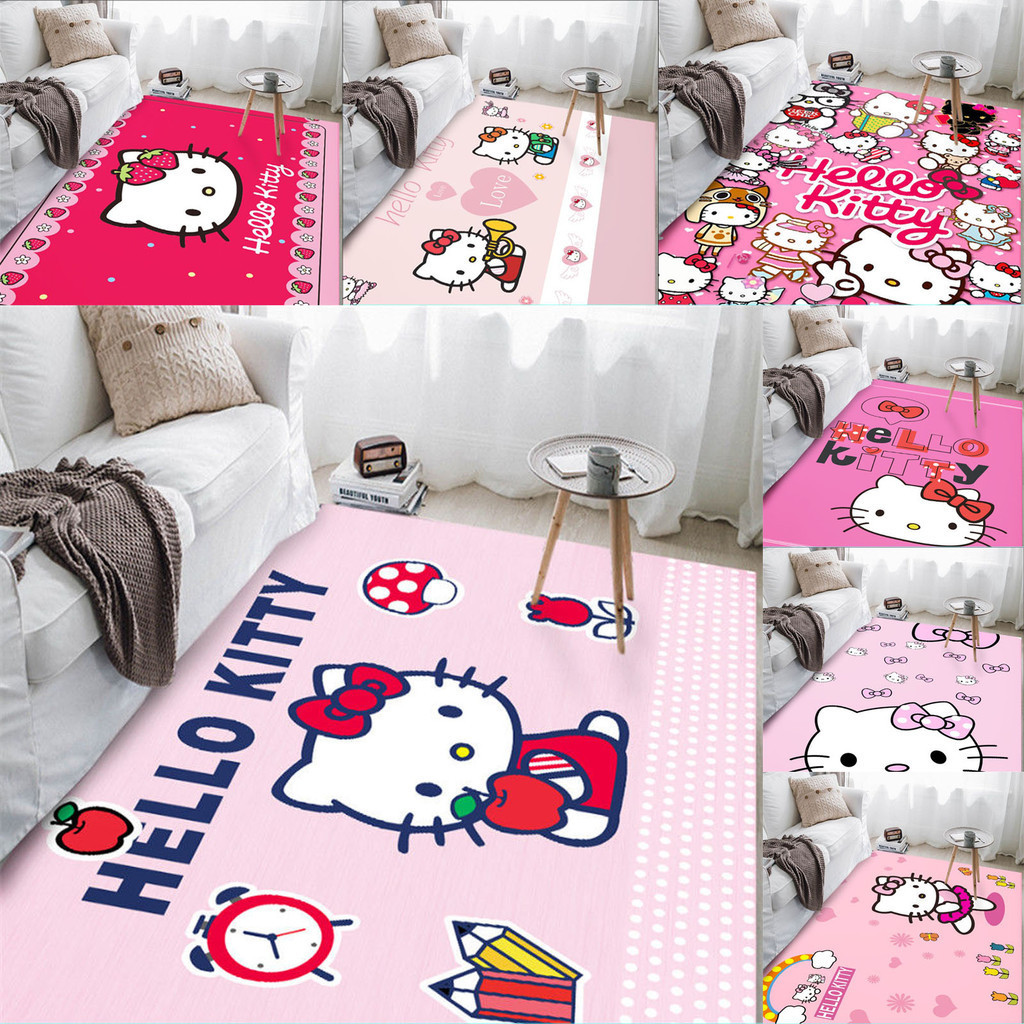 Hello Kitty 卡通地毯家居裝飾防滑地墊超柔軟地毯臥室廚房地墊 100*200CM 100*160CM 80*1