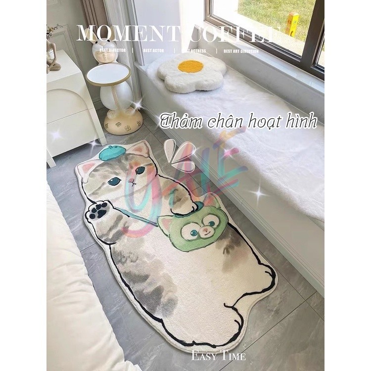 清倉 - Yale77 三維腳濕巾光滑卡通貓設計超可愛圖案浴室門床頭