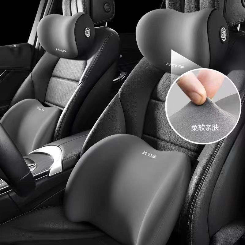 賓士 寶馬 Lexus 保時捷 全新升級6D環抱設計 內凹式護頸枕 頭枕 腰靠 進口記憶棉芯 護頸舒腰 車用頸枕 腰靠墊