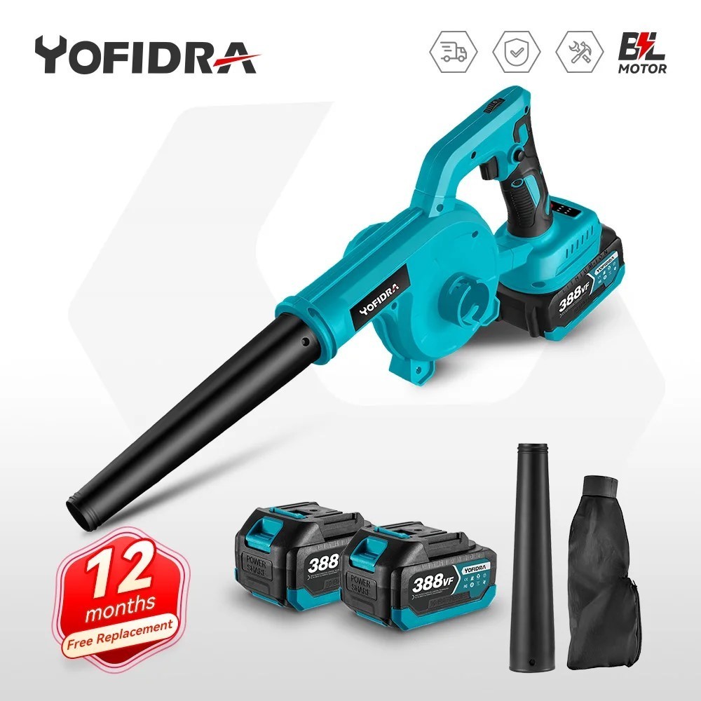 Yofidra 無刷電動鼓風機 6 檔無繩高效葉雪吹塵清潔電動工具適用於牧田 18V 電池