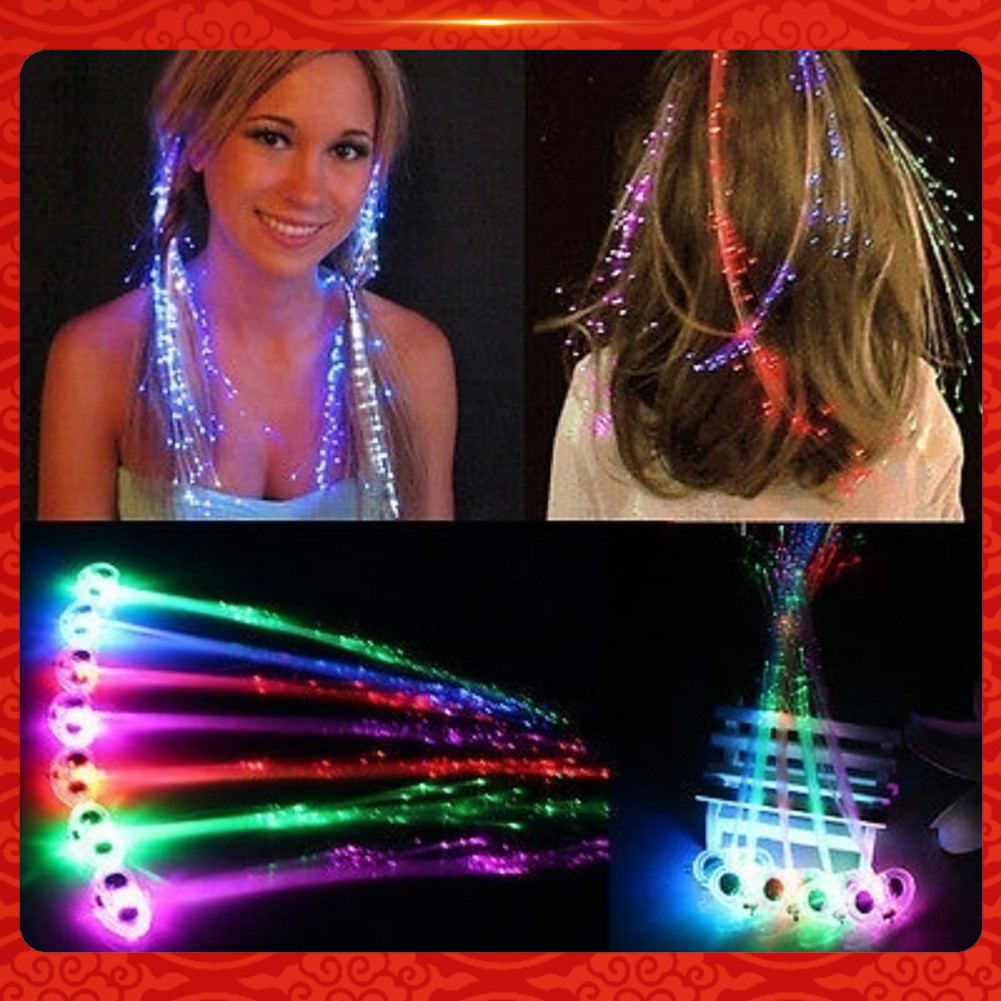 Ppsv❤用於萬聖節派對酒吧的 LED 發光編織發光光纖髮夾裝飾