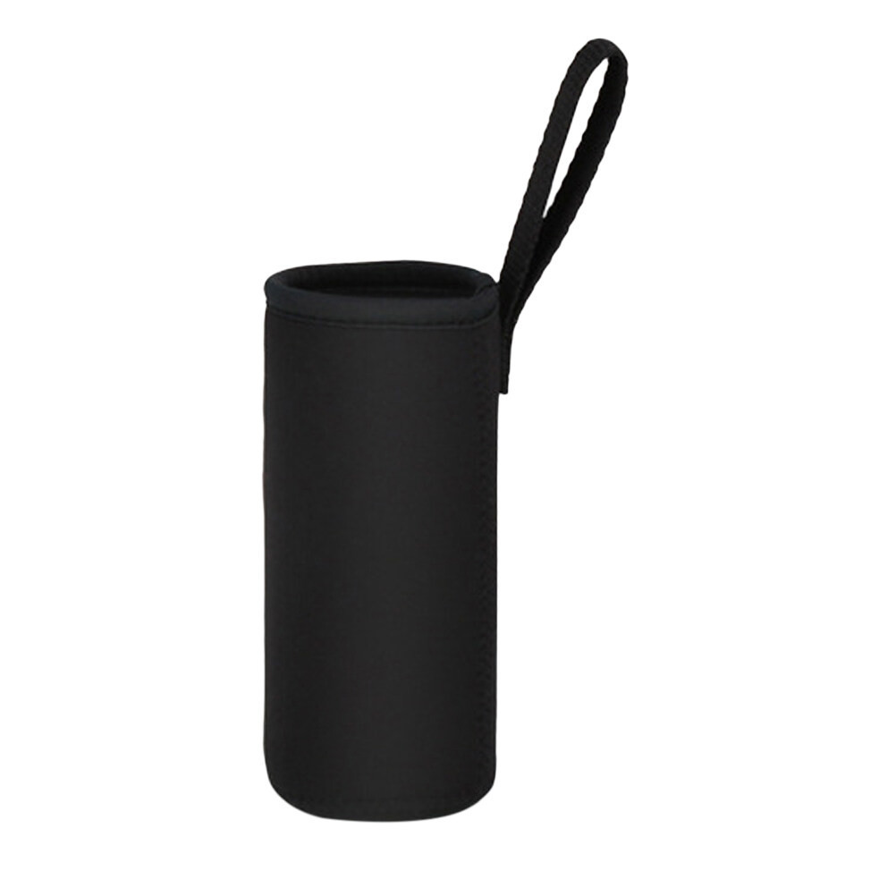有貨 550ML 水壺架袋袋蓋保溫水壺架杯套裝非常適合不銹鋼玻璃或塑料尺寸 - 6.8*19CM(黑色)