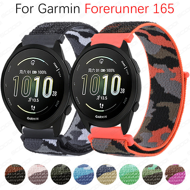 Garmin Forerunner 165 / 165 音樂智能手錶替換手鍊帶迷彩尼龍錶帶