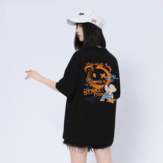 【Kaka】臺灣出貨 港風復古純棉印花短袖t恤女 短版上衣 女生衣服 短t 小個子可愛穿搭 大尺碼 寬松短版棉t 圓領