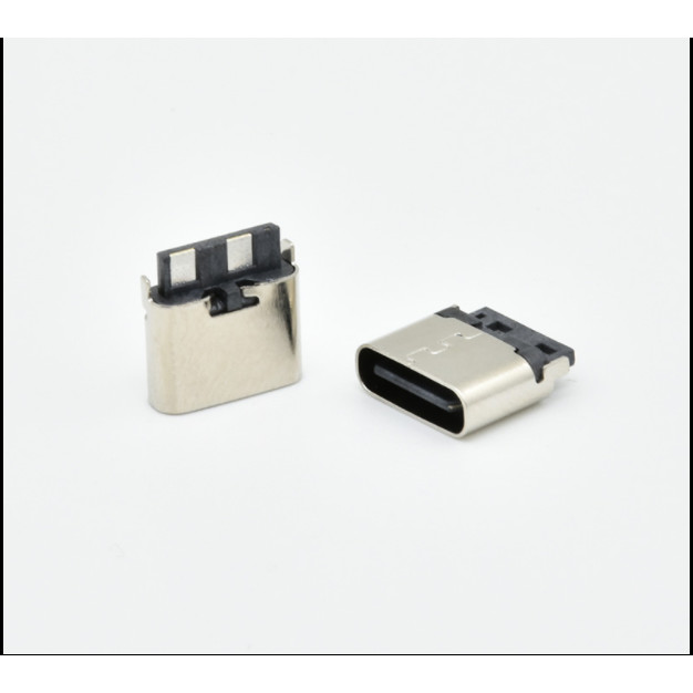 Type-c母座直插插座USB 2P焊線式快充接頭H6.5mm TYPE-C 3.1快充 TYPE-C 2P焊線母座