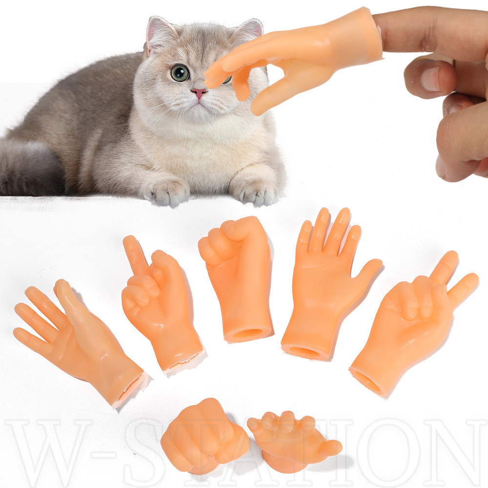 貓手指套 - 1/4 件模擬迷你手部玩具 - 創意可愛寵物按摩手指玩具 - 迷你有趣的貓手套 - 減壓小手玩具