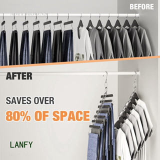 Lanfy 衣櫃收納立式節省空間金屬鏈條衣架收納架神奇可折疊晾衣架