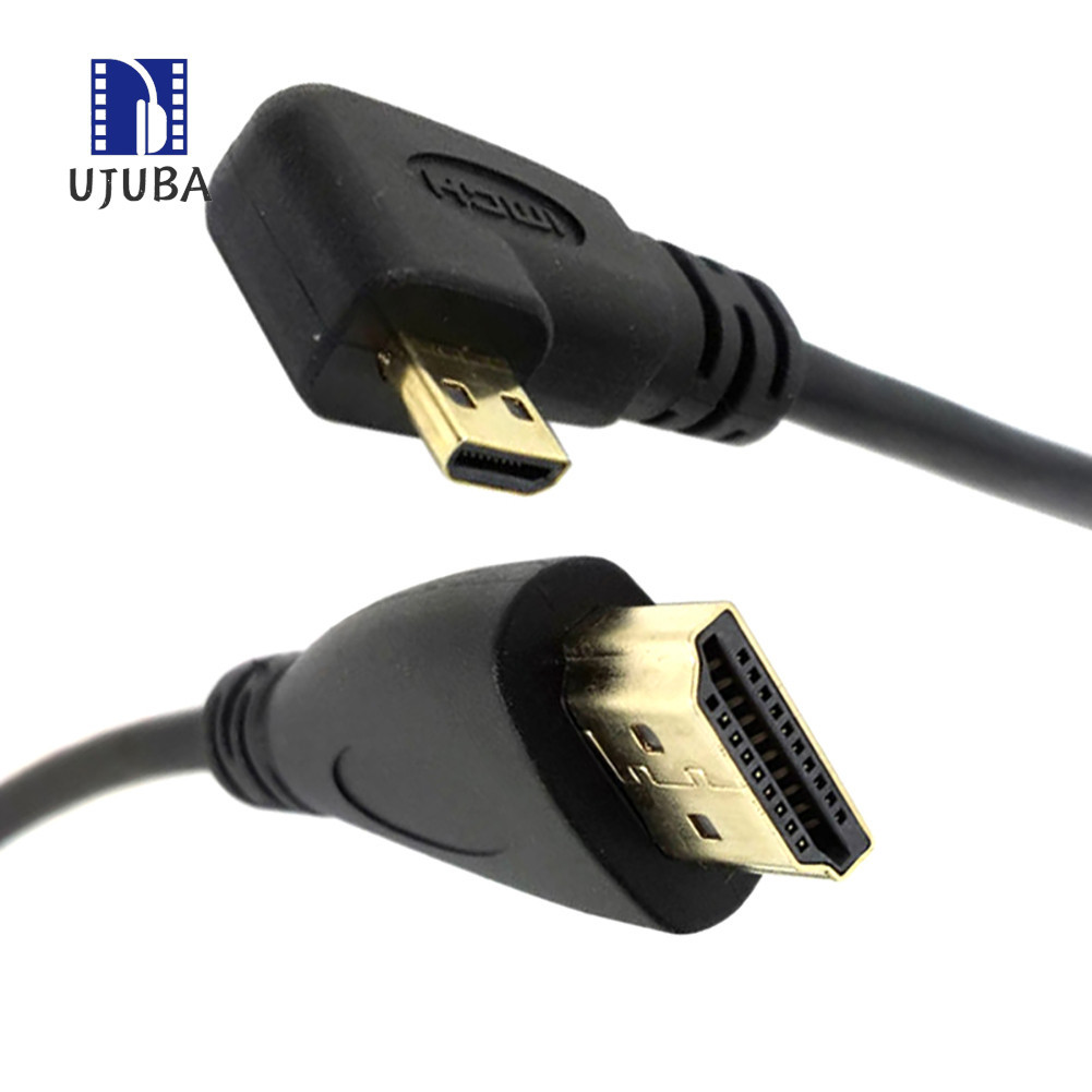 Uba-micro HDMI 兼容 D 型公頭 90 度左角轉 HDMI 兼容 1.4 公頭