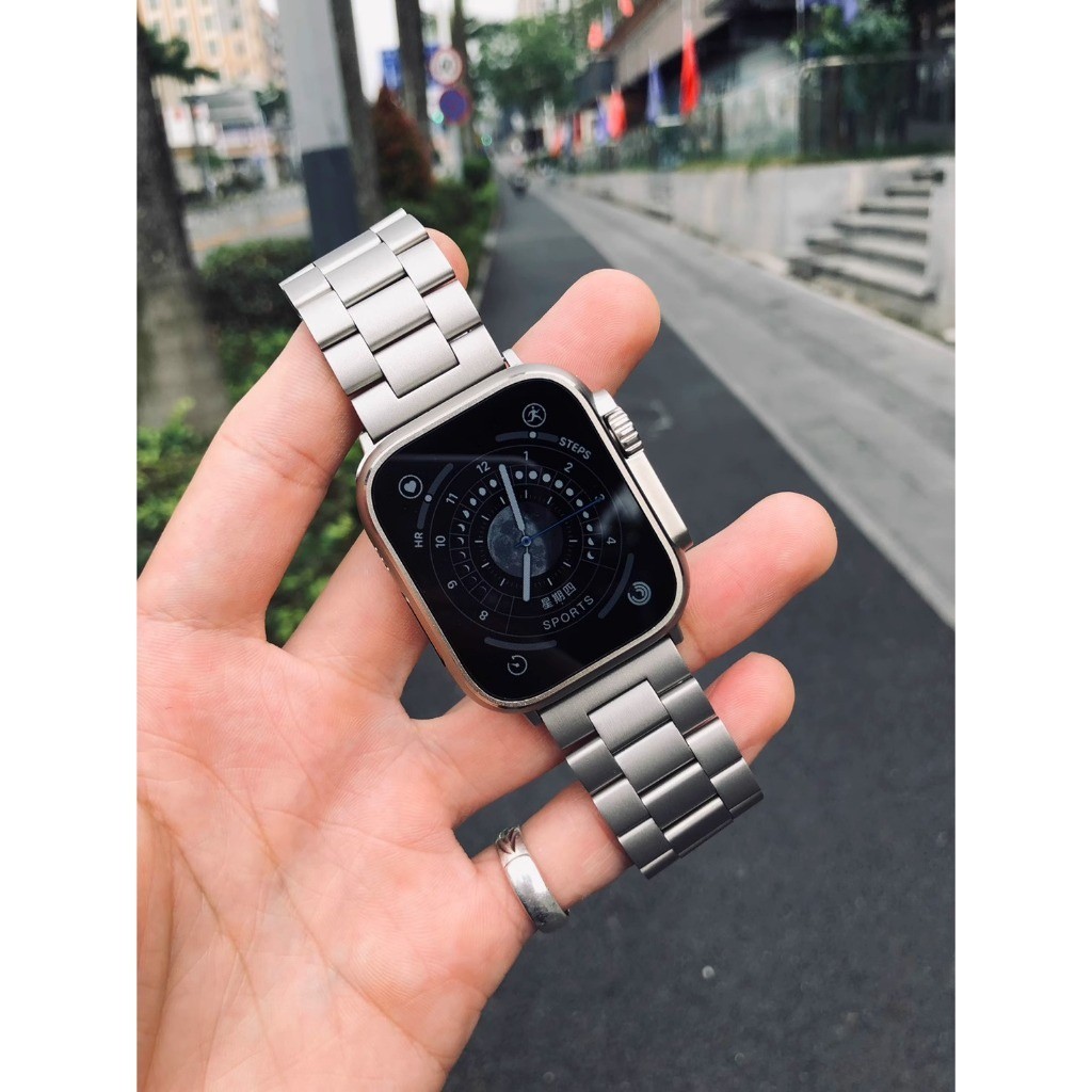 適用蘋果手錶Apple Watch 鈦色三株錶帶 不鏽鋼錶帶 iwatch S9 8 7 6 5金屬錶帶