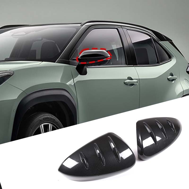 豐田 適用於 Toyota yaris cross 2023+ ABS 碳纖維汽車造型汽車外後視鏡罩貼紙裝飾配件 LHD