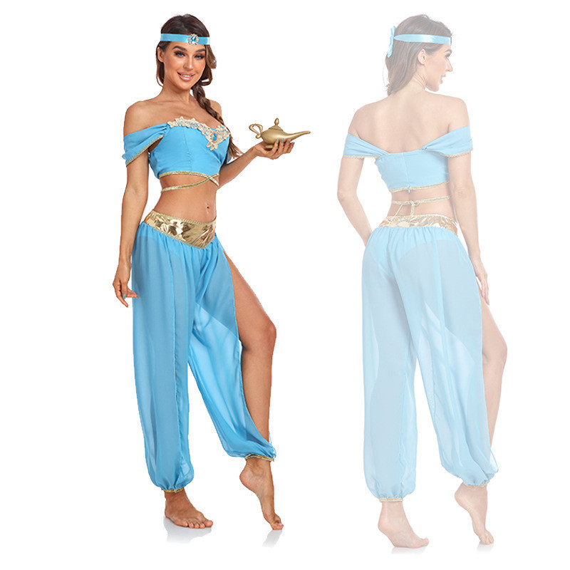 新款萬聖節角色扮演阿拉丁神燈茉莉公主cosplay表演服肚皮舞服裝