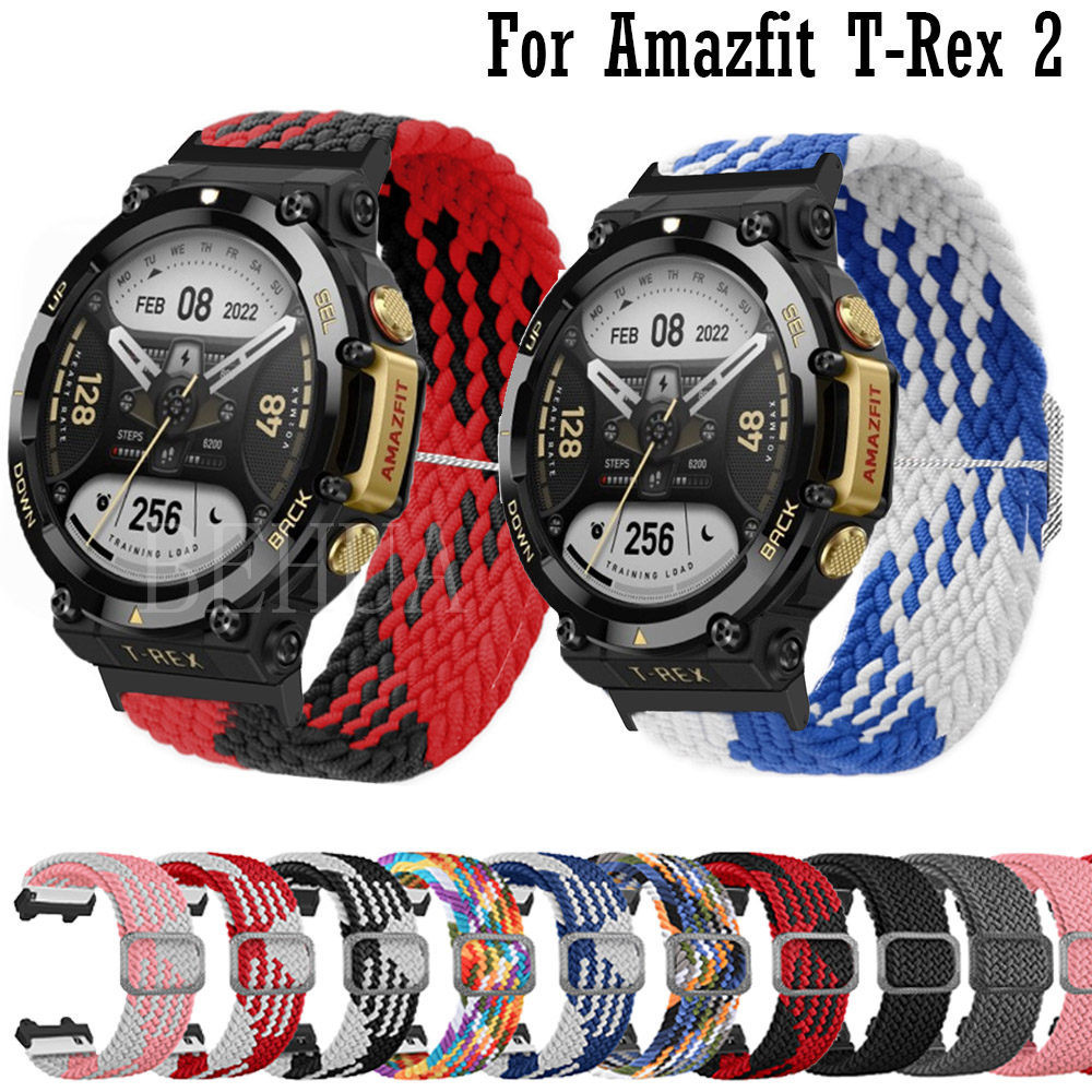 尼龍運動鬆緊帶適用於華米 Amazfit T-Rex 2 Amazfit T-Rex2 腕帶彈性可調節編織錶帶