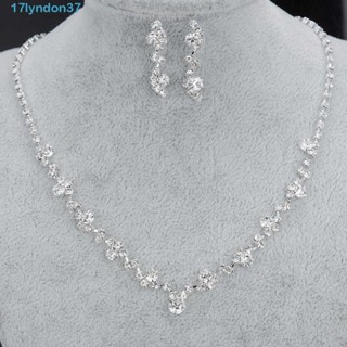 LYNDONB珠寶套裝閃亮的珠寶項鍊項鍊耳環套裝水晶新娘套裝