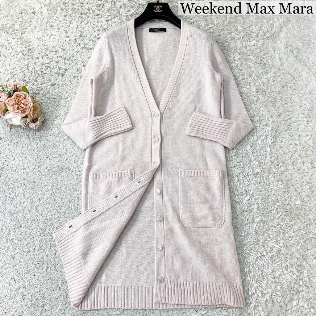 二手 - 義大利 MaxMara 淺粉色羊毛針織開襟衫 S