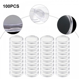 100 件透明 32 毫米硬幣收納盒 PS 膠囊便攜式圓形硬幣架