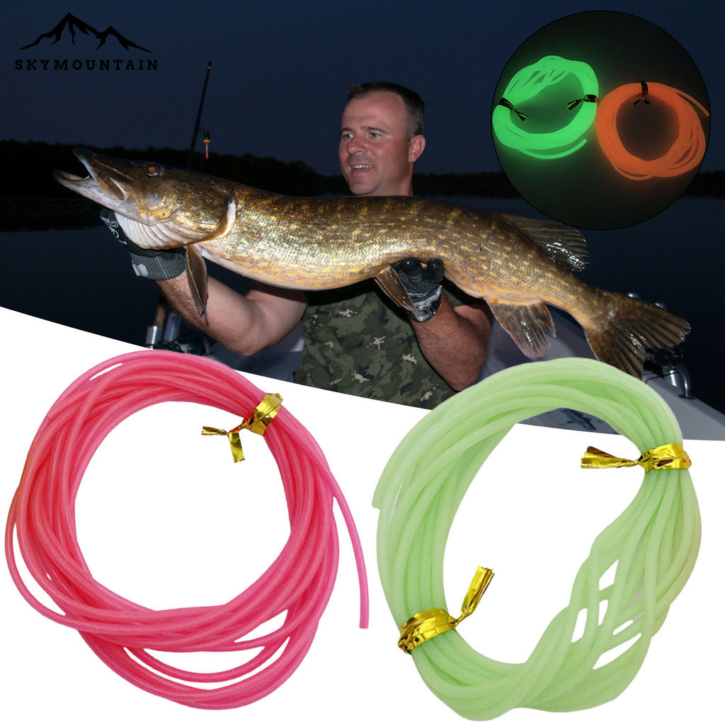 Skymountain 2m 釣魚夜光管柔性耐磨夜光防打結多用途釣魚綠色/粉色夜釣軟矽膠管釣魚配件