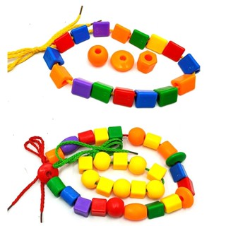 60 顆珠子玩具幾何圖形珠子穿線珠子兒童玩具