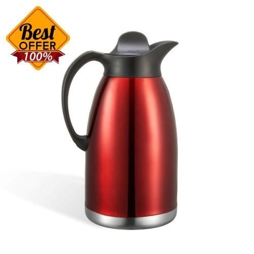 Igozo 金屬紅色不銹鋼咖啡壺水壺 Kopi Tahan Karat 不銹鋼真空壺高品質熱 2L