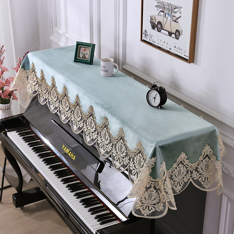 歐式蕾絲鋼琴巾刺繡蓋巾 鋼琴半罩布藝防塵鋼琴罩雅馬哈通用蓋布