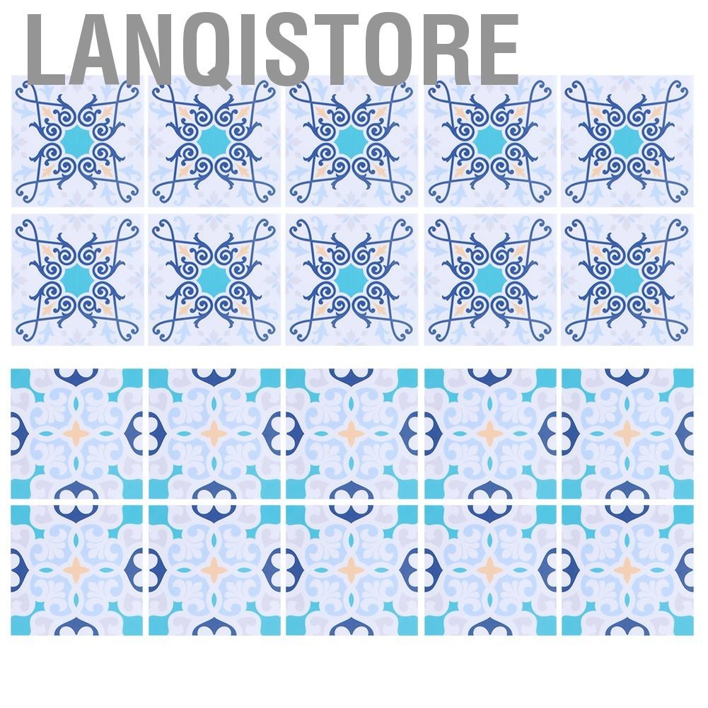 Lanqistore 淺藍色磁磚貼花 10x10 公分防油防水後擋板貼紙適用於廚房浴室和洗臉盆裝飾貼紙壁畫