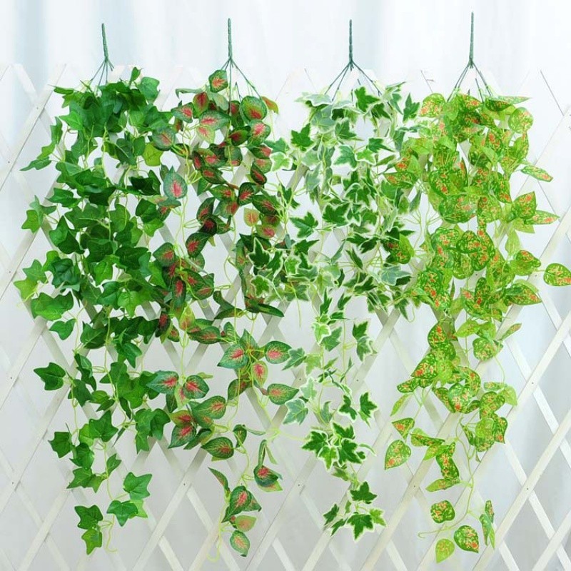 仿真綠植藤條綠蘿植物壁掛吊籃吊蘭假植物垂吊藤蔓綠葉裝飾花牆面