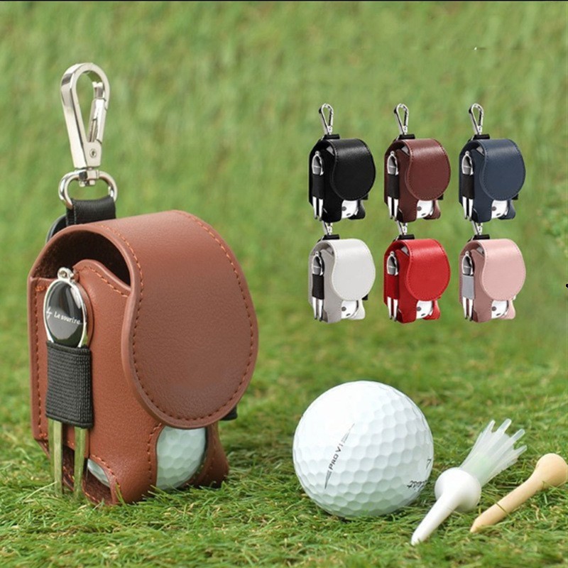 【熱賣 高爾夫小包】高爾夫球包 高爾夫腰包 日韓高爾夫迷你雙球包 PU高爾夫球包高爾夫小腰包小球袋配件包