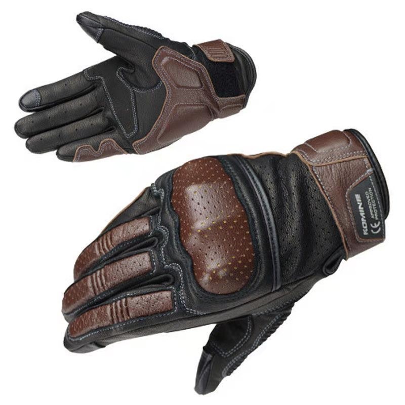 Komine GK217 摩托車手套復古摩托手套騎士手套皮革觸摸屏手套