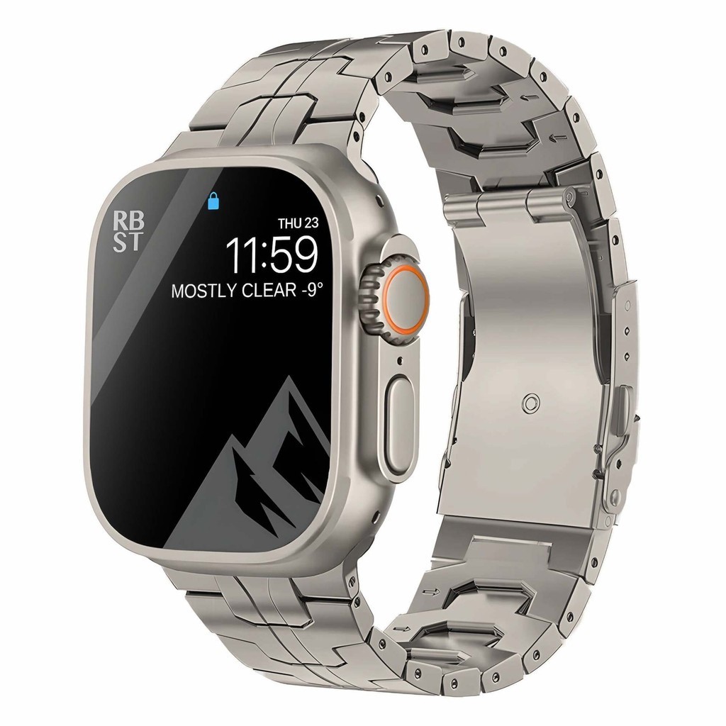 適用蘋果apple watch 8 ultra鈦金屬錶帶鋼鐵俠金屬智能手錶錶帶 替換腕帶