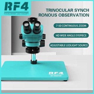 Rf4 全新升級模擬焦點工業光學實驗室變焦立體三目顯微鏡 7-50X 用於 PCB 維修焊接 RF-7050TVP