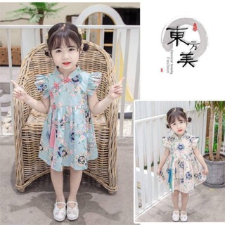 【新品✨熱賣】童裝 漢服女童 大童洋裝 兒童中國服 純棉洋裝女童旗袍裙子 夏季新款女寶寶漢服唐裝兒童洋氣飛袖