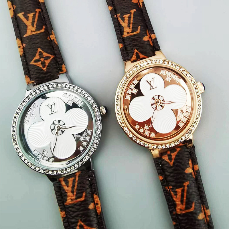 LV花朵手鍊表新款 手錶 情侶表 手錶 皮帶手錶  非機械錶 精品表  女表 石英錶