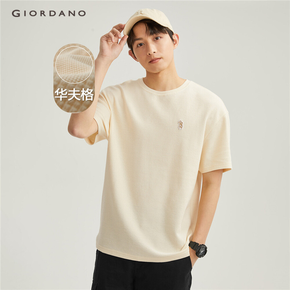 Giordano MEN 刺繡短袖華夫格 T 恤 01023396