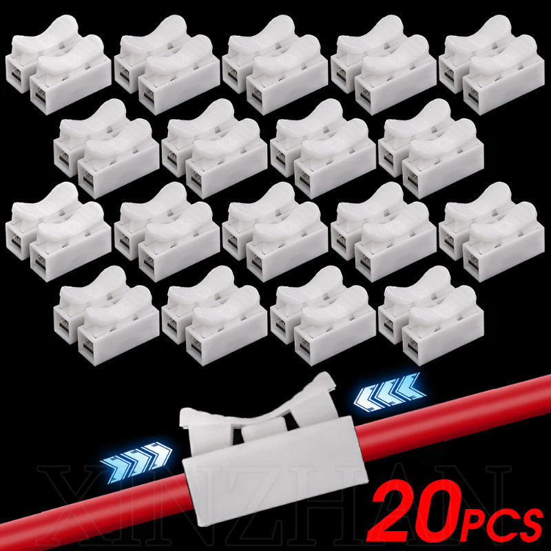 無焊接快速電纜線連接器 - 20 件 CH2 快速接線端子 LED 燈條 - 無螺絲接線端子彈簧夾 - 用於電氣設備用品
