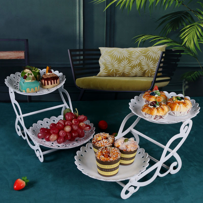 歐式塑膠多層水果盤 客廳茶几糖果盤 前臺精緻蛋糕架 三層甜品臺
