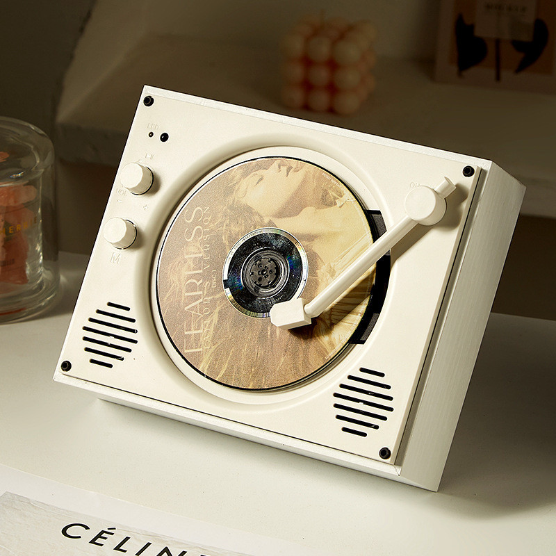 【現貨速髮】時光嵗月複古壁掛cd機播放器聽專輯英語播放複讀傢用CD播放機