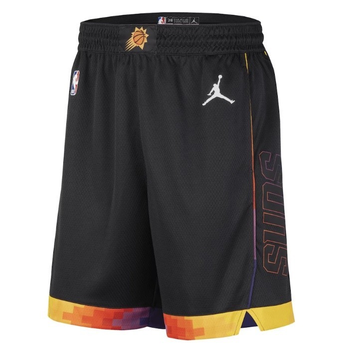 23/24赛季NBA太陽隊球褲 Suns籃球短褲男打底熱壓寬鬆運動褲