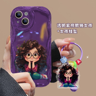 戴眼鏡女孩蘋果15/華為/vivo/OPPO/小米/iPhone14promax手機殼 手機保護套