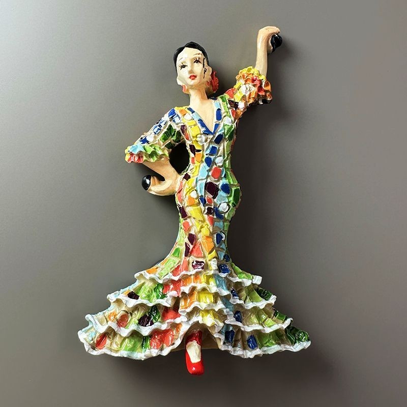 【旅行文創冰箱貼】 西班牙巴塞羅那弗拉明戈馬賽克舞女郎裝飾品旅遊紀念冰箱貼伴手禮