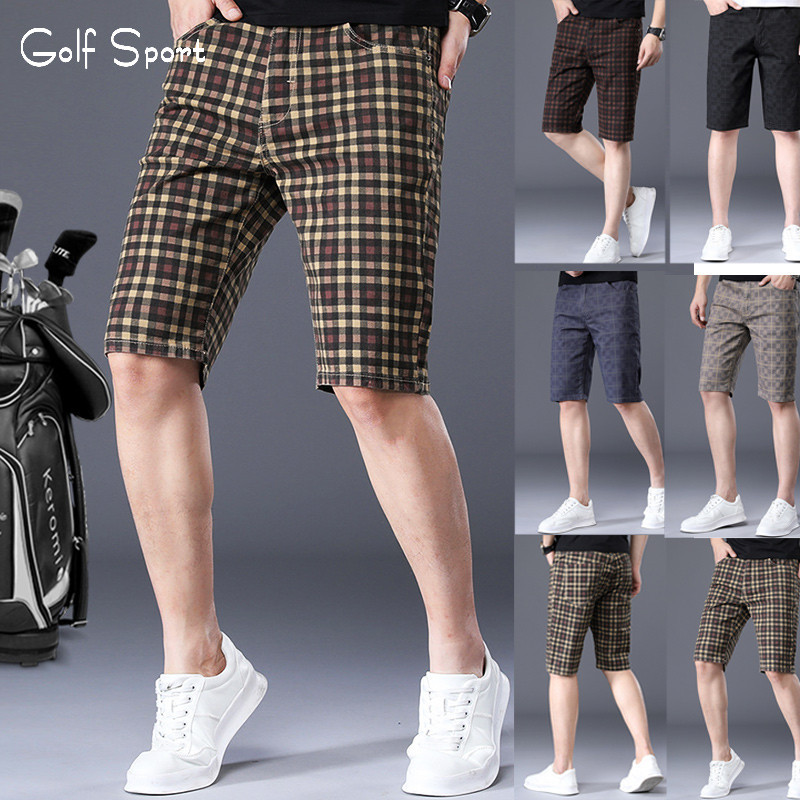 【品質現貨】高爾夫球褲 高爾夫球褲男 夏季新品高爾夫服裝男golf男士短褲五分褲golf球褲男褲透氣格子褲子