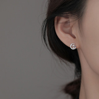月亮小王子耳環設計感少女藍色鑲鑽童話星月天使可愛耳環 小眾設計 個性 氣質百搭 韓版潮流時尚造型飾品