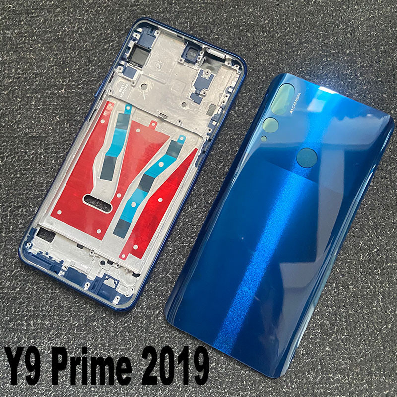 適用於華為 Y9 Prime 2019 中框板前擋板面板 LCD 支持 + 電池蓋外殼後門的完整外殼