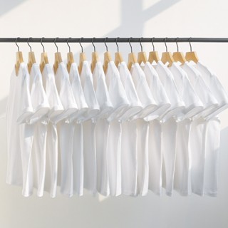 【XM LYU】日系重磅純棉素色短袖T恤女白色精梳棉男女體桖內搭體恤純白t上衣