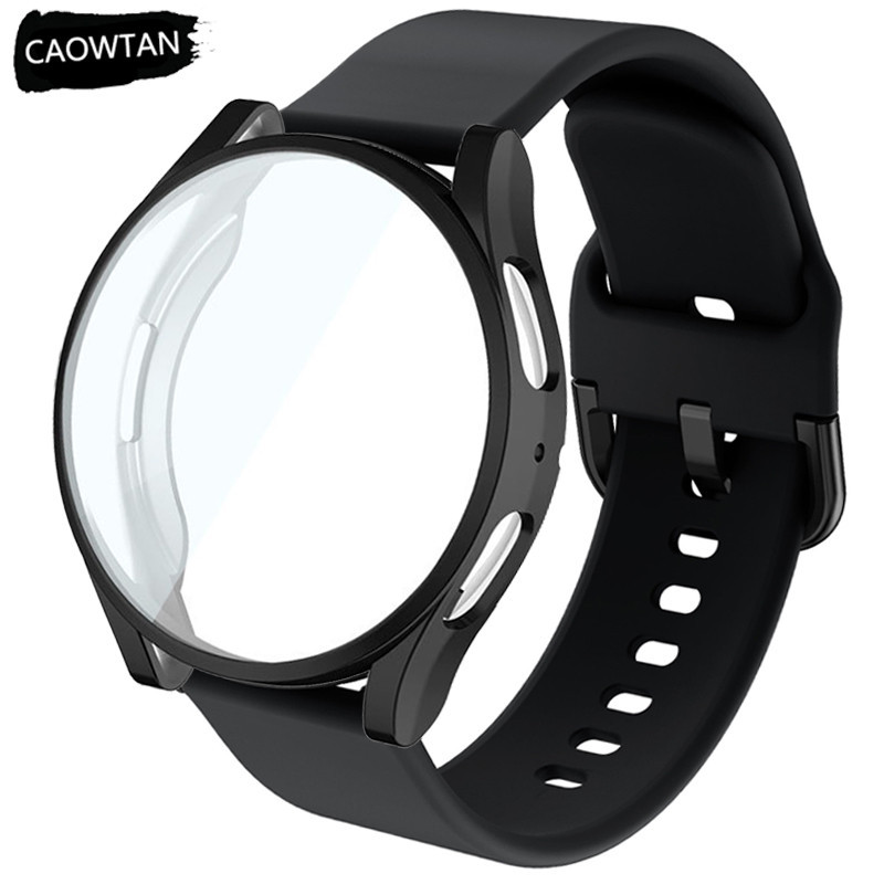 SAMSUNG 2 合 1 錶帶 + 錶殼兼容三星 Galaxy Watch 4 5 Pro 45 毫米屏幕蓋矽膠錶帶適
