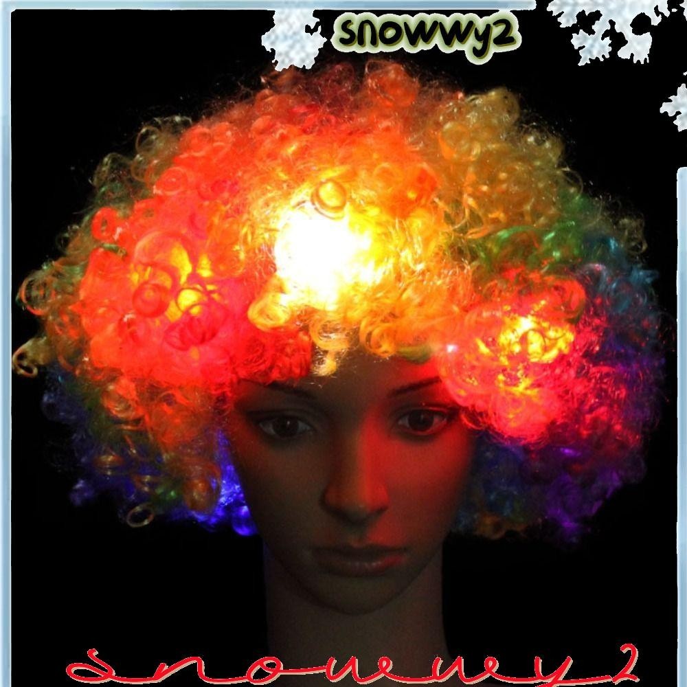 SNOWWY2頭飾,風扇LED指示燈爆炸頭假髮,有趣供應品小丑閃光燈發光的帽子