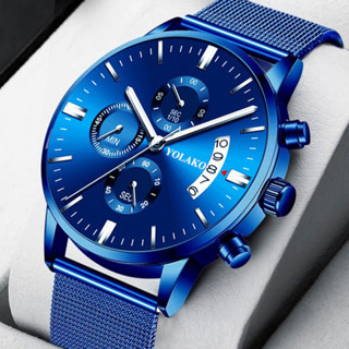 《現貨下單》韓版魅藍時尚男士手錶個性學生腕錶不鏽鋼網帶石英錶手錶手錶男生運動手錶 機械手錶情侶