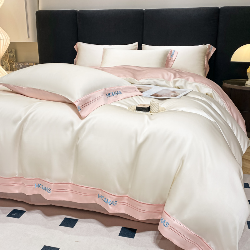 高檔禮盒裝 天絲床包四件組 LF級蘭精60S天絲100%萊賽爾纖維刺繡花天絲床組 雙人 加大床包 涼感 天絲床包 床單