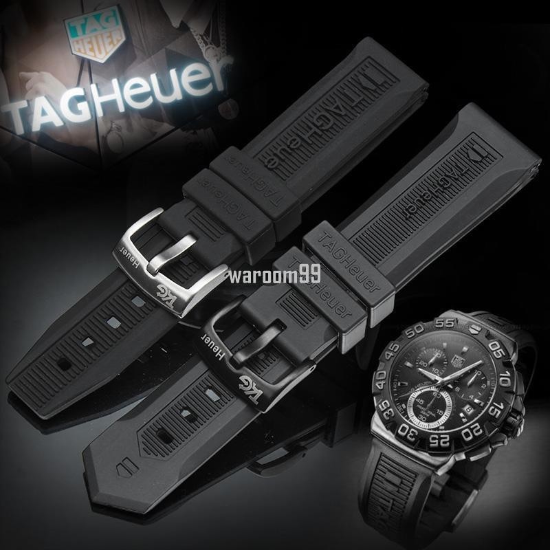 現貨經典款男士柔軟橡膠錶帶代用原裝格泰豪雅TAG Heuer卡萊拉 F1系列手錶帶