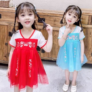 夏裝女童裙子寶寶洋裝嬰兒童漢服唐裝中國風