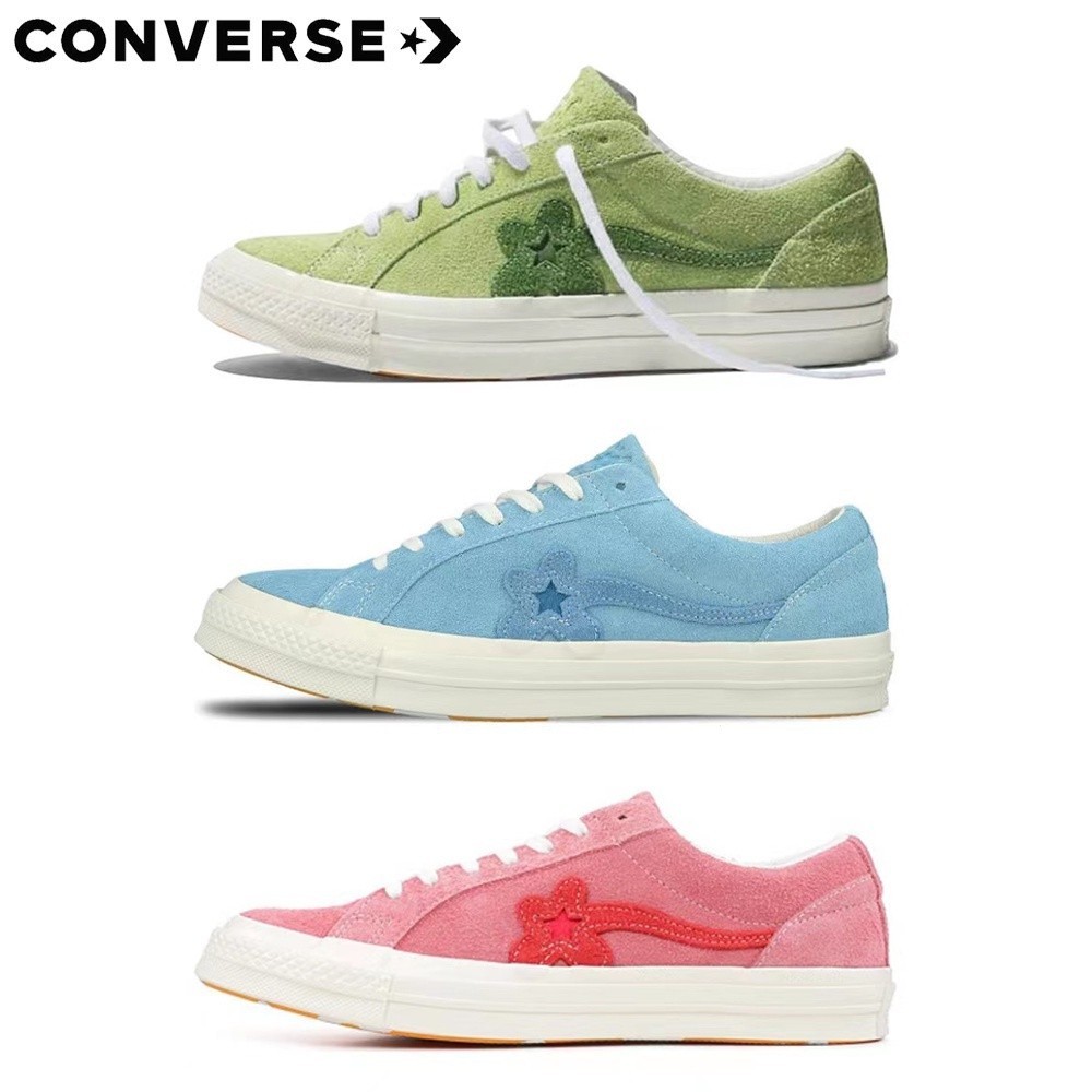 匡威 Converse One Star Golf Le Fleur x 小花 TTC 聯名潮流低幫鞋綠藍粉