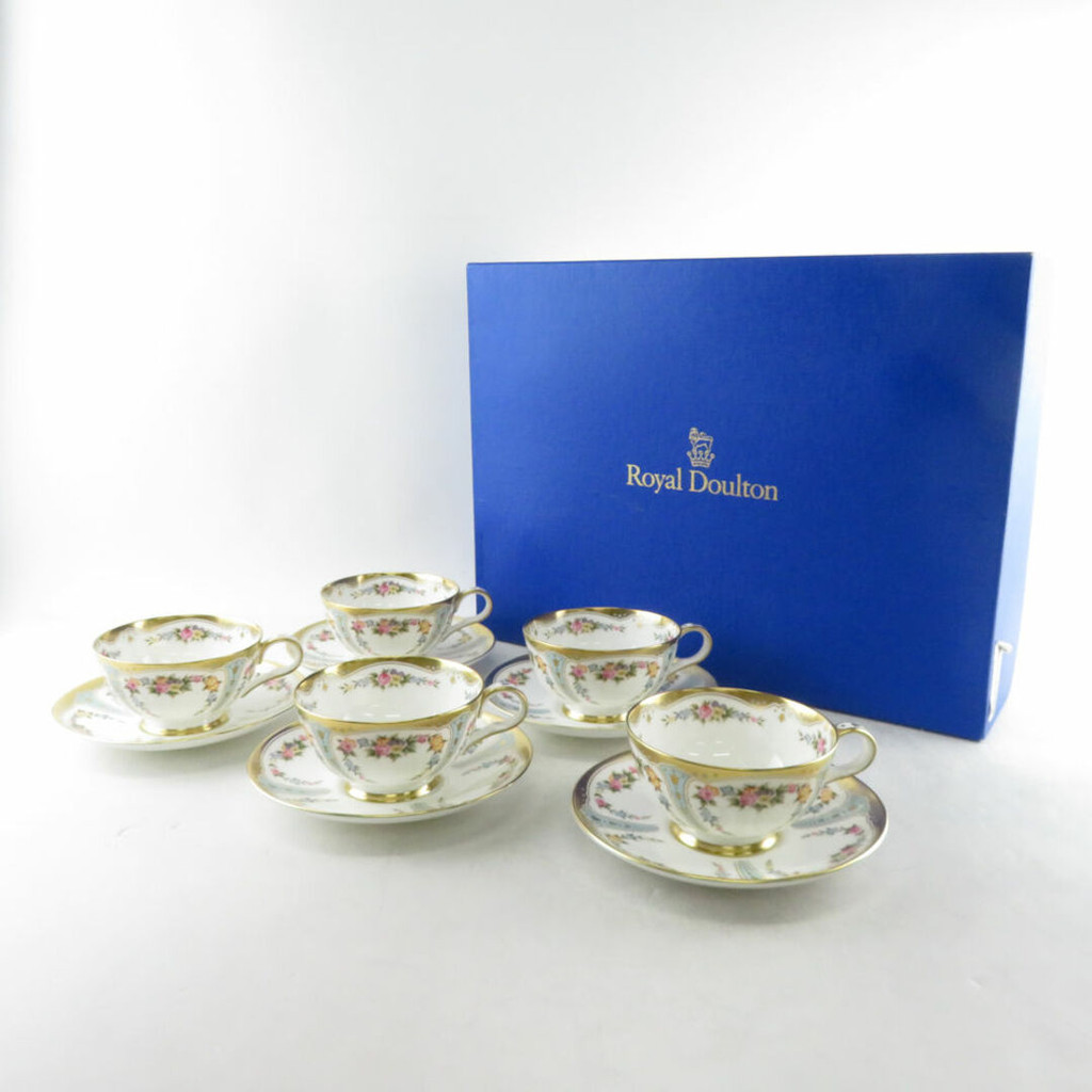 Royal Doulton 皇家道爾頓 gold OY SETTO SIR. A On 5杯子 碟金 日本直送 二手